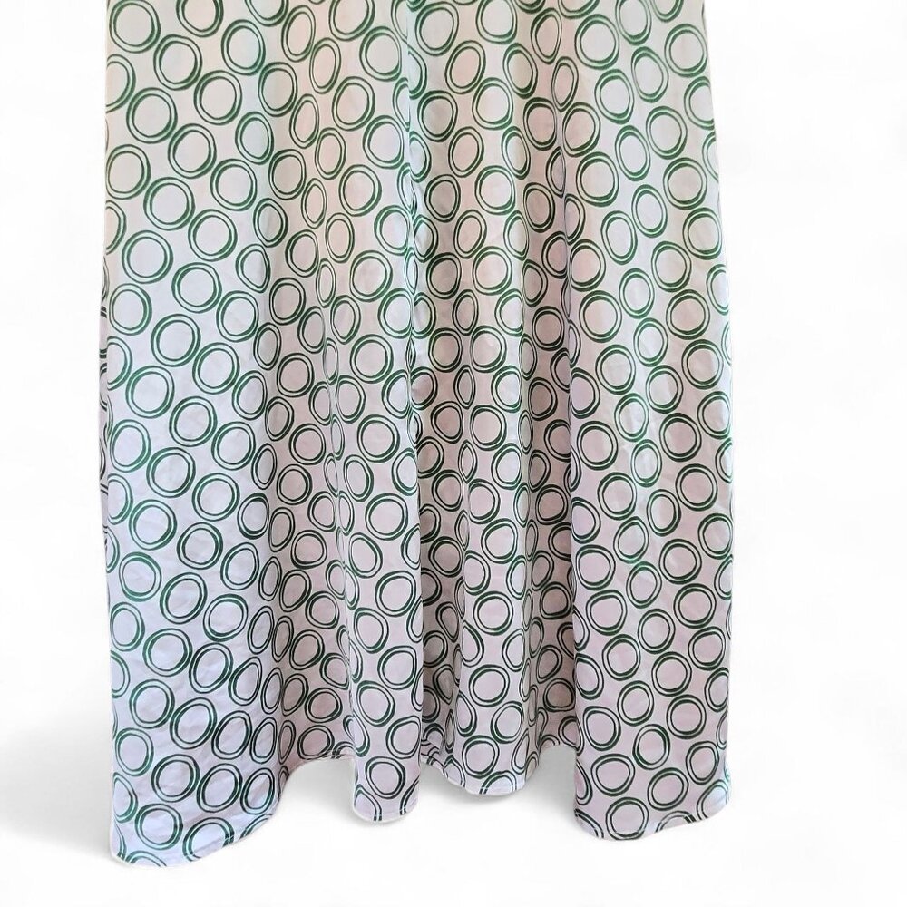 Zara Basic Womens Elastic Waist Dress Draped Neck Circle Print Green/White M - Picture 6 of 8